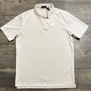 Theory Men's White pima cotton Polo Shirt medium NWT